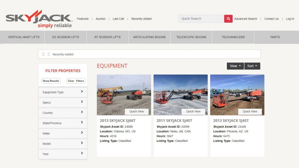 Skyjack introduces new used equipment auction platform