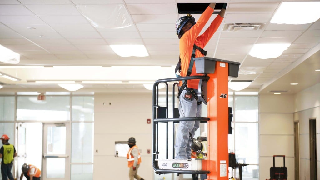 man on a JLG ecolift 50 MEWP in a building