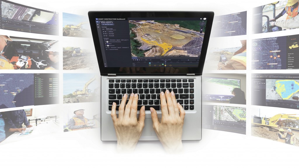 komatsu smart construction dashboard collage