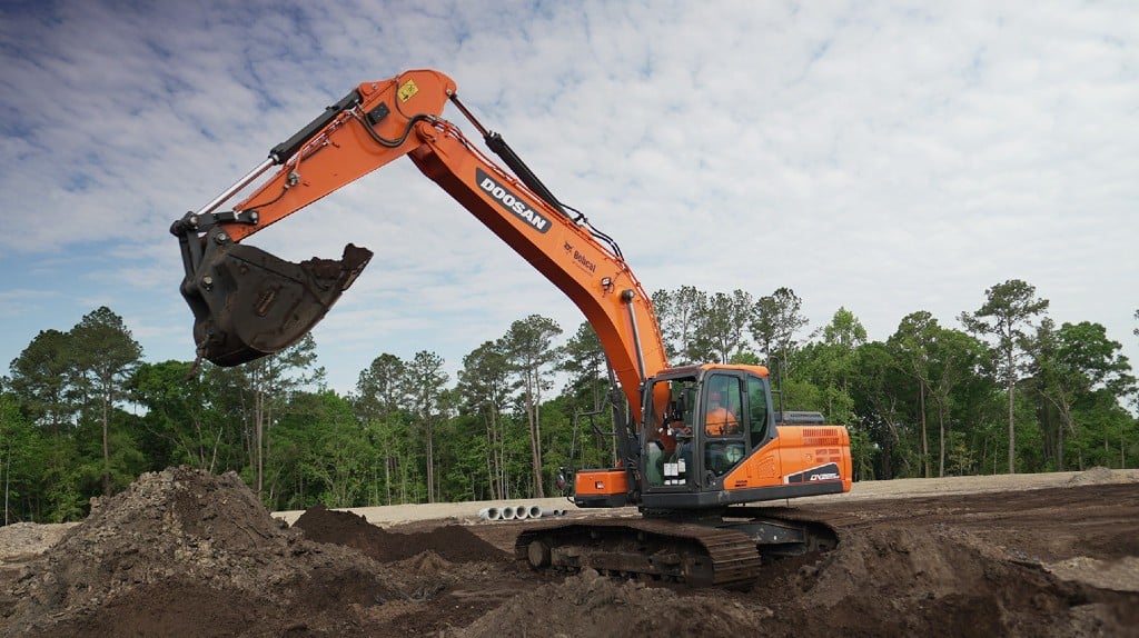 A Doosan excavator on the jobsite