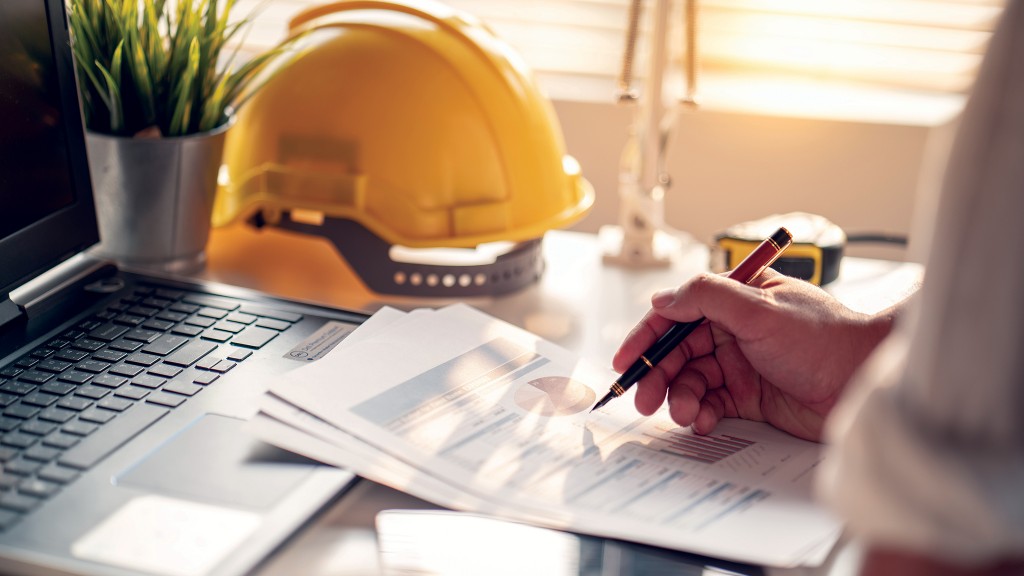 Hard hat on office desk