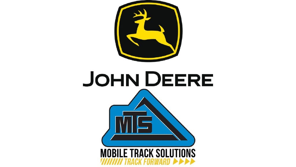 The John Deere and Mobile Track Solutions logos