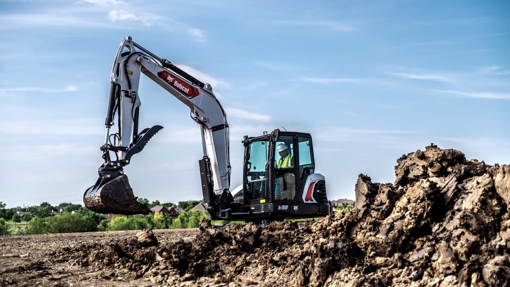 The Bobcat E88 compact excavator on the job site
