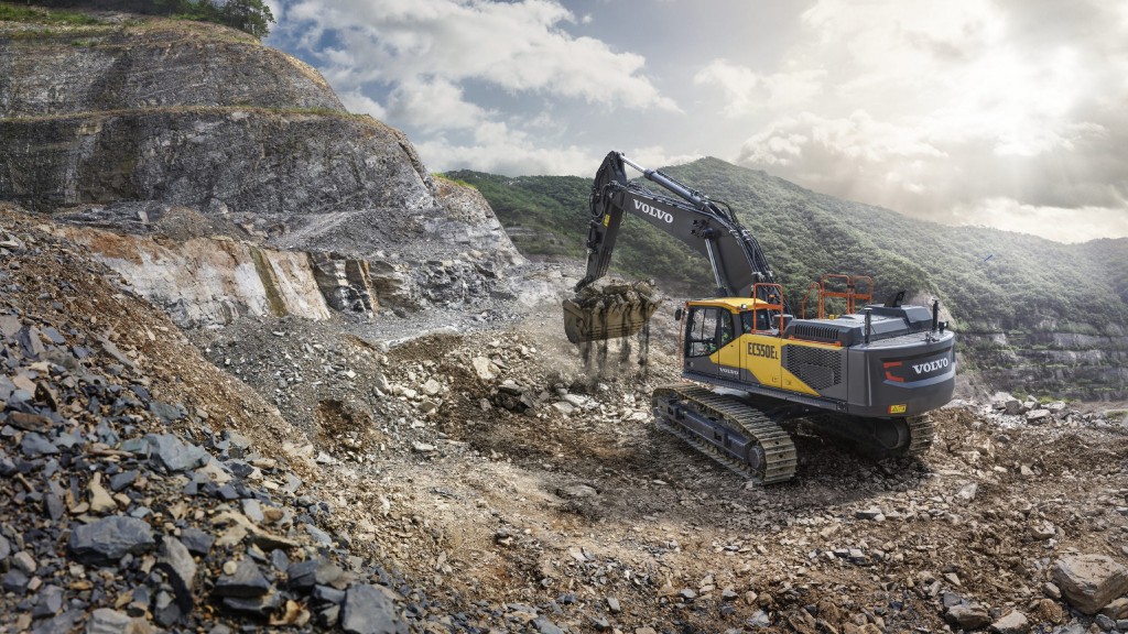 Volvo EC550E excavator on the job site