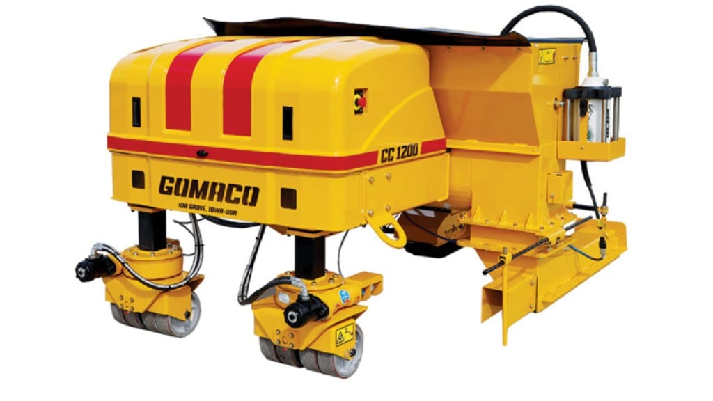 The CC-1200e slipform concrete curb machine