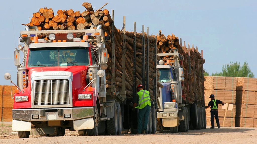 Two logging trucks