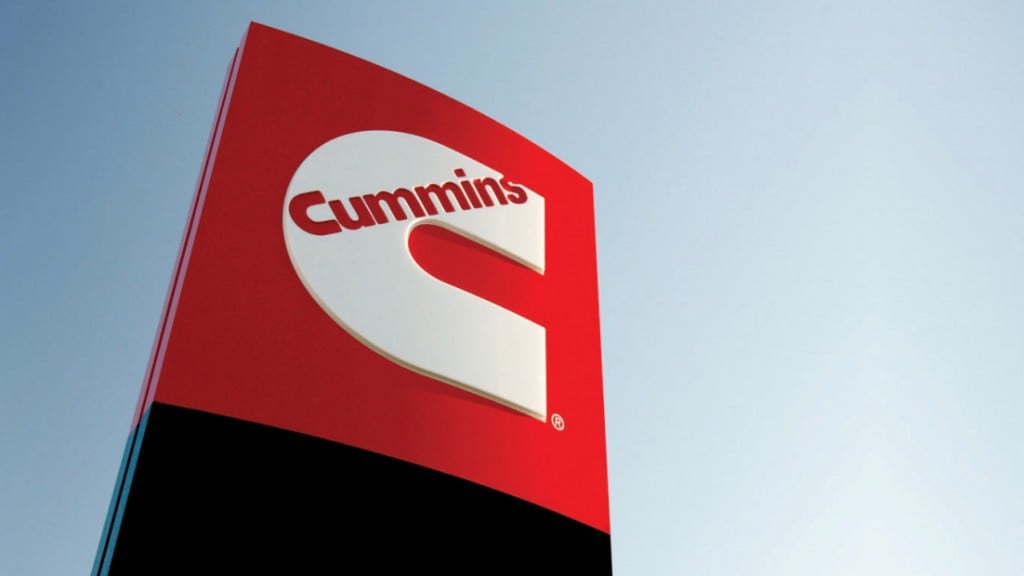 The Cummins logo on a large sign