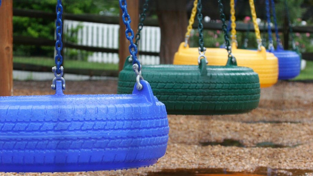 Tire swings on a playground