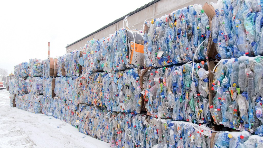 Bales of plastic stacked in a row