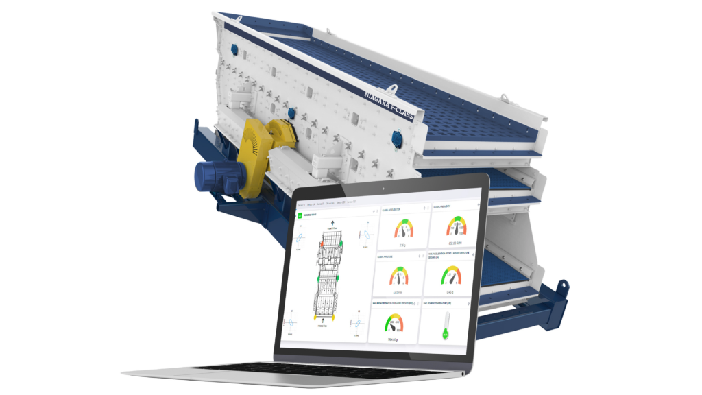 A laptop installed with Pulse CM monitoring a piece of mining equipment