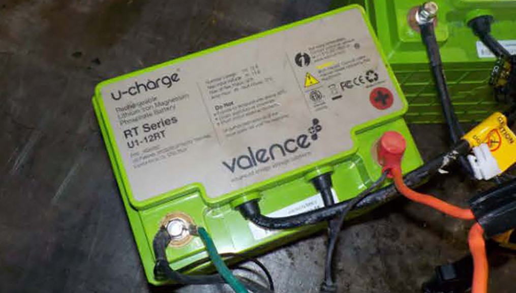 A lithium-ion battery plugged in