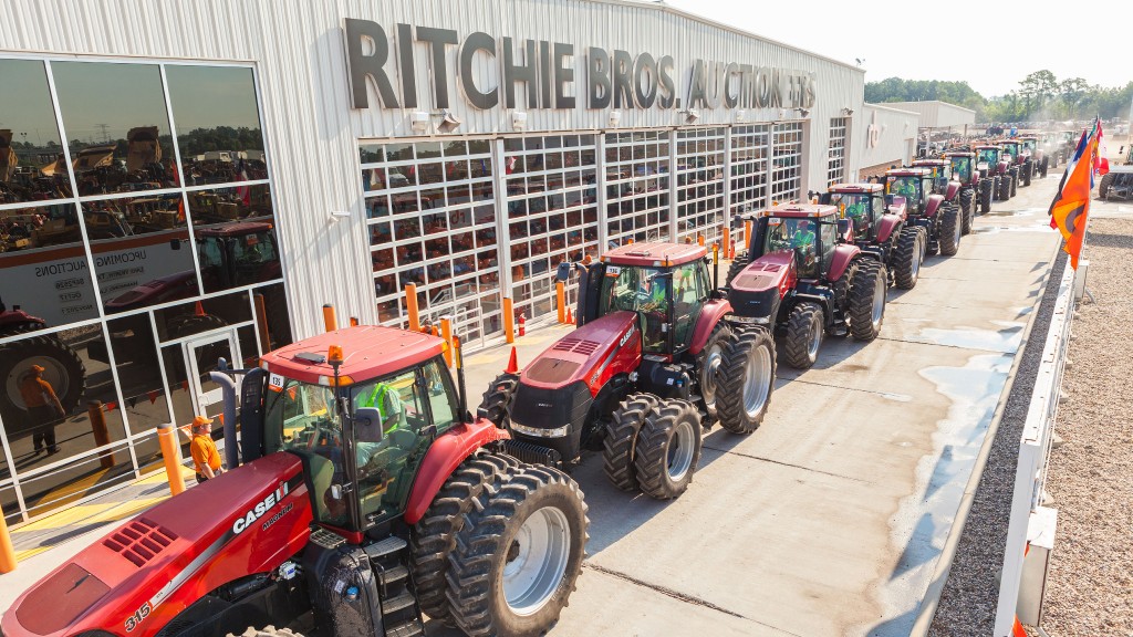 A Ritchie Bros. agricultural tractor auction in Texas.