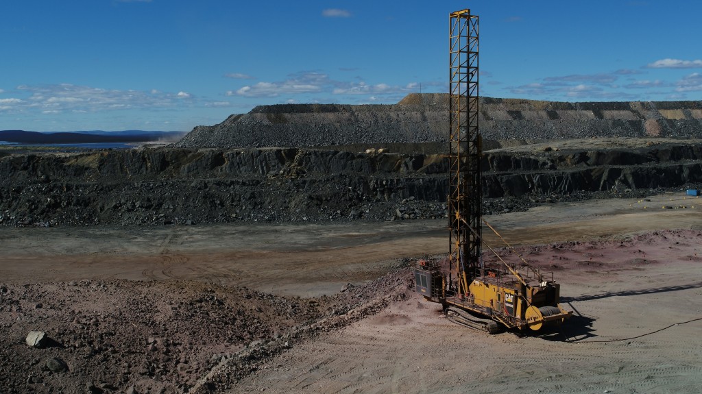 A rotary drill on the job site