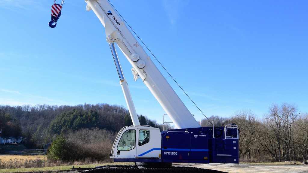 GTC-1600 tele-boom crawler crane with 200ft of boom length