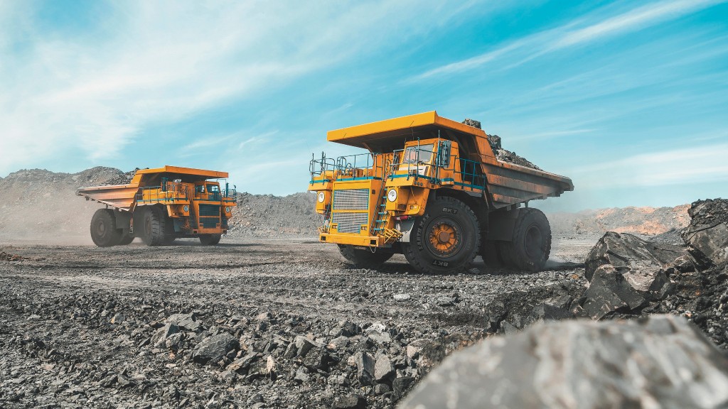 A mining truck with BKT tires