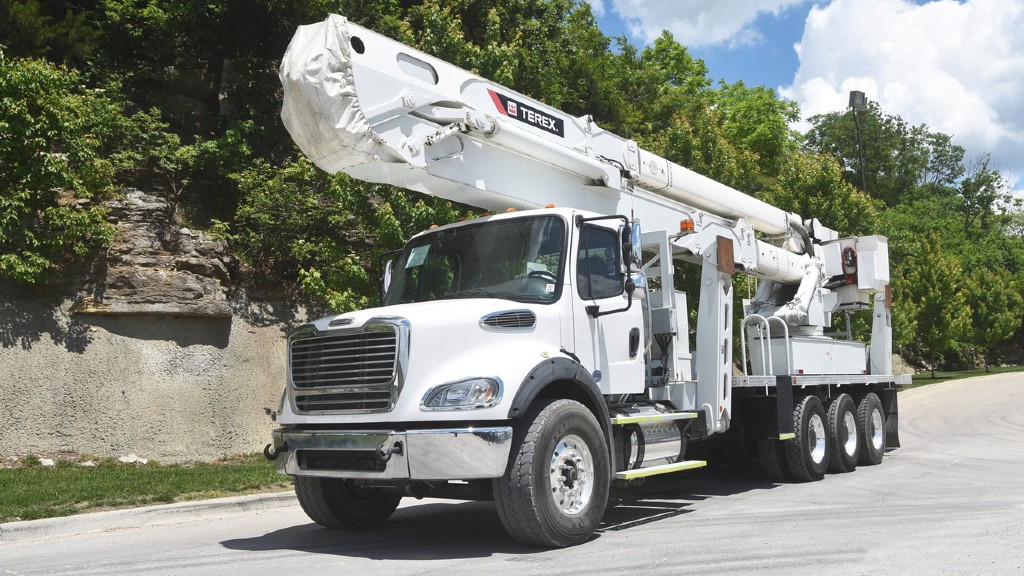 A Terex bucket truck parked on the roadside