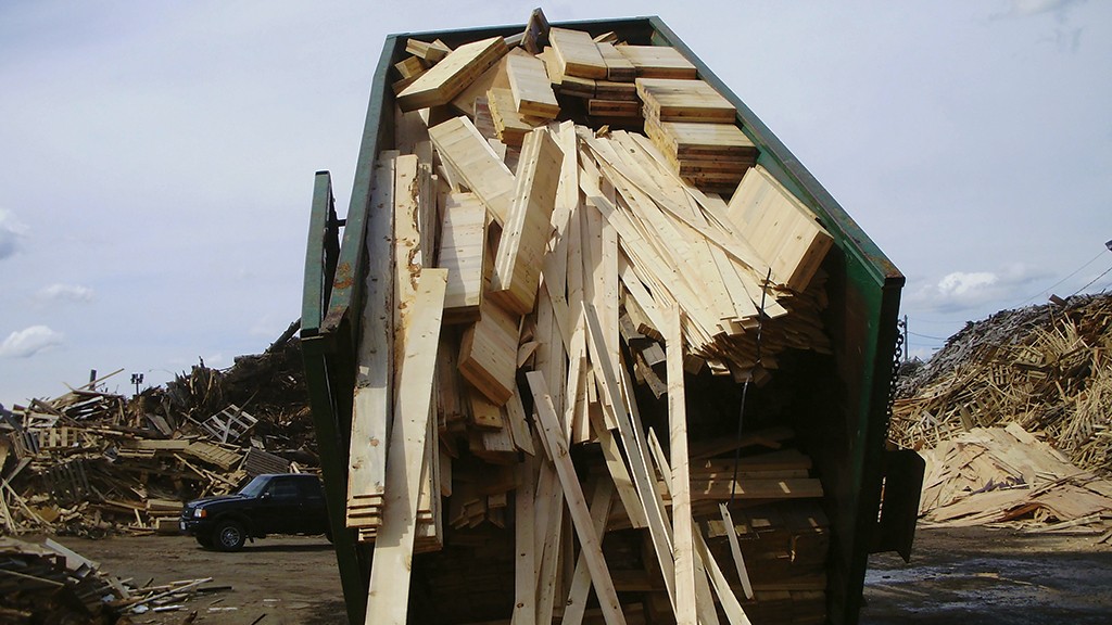 Wood waste in the back of a truck