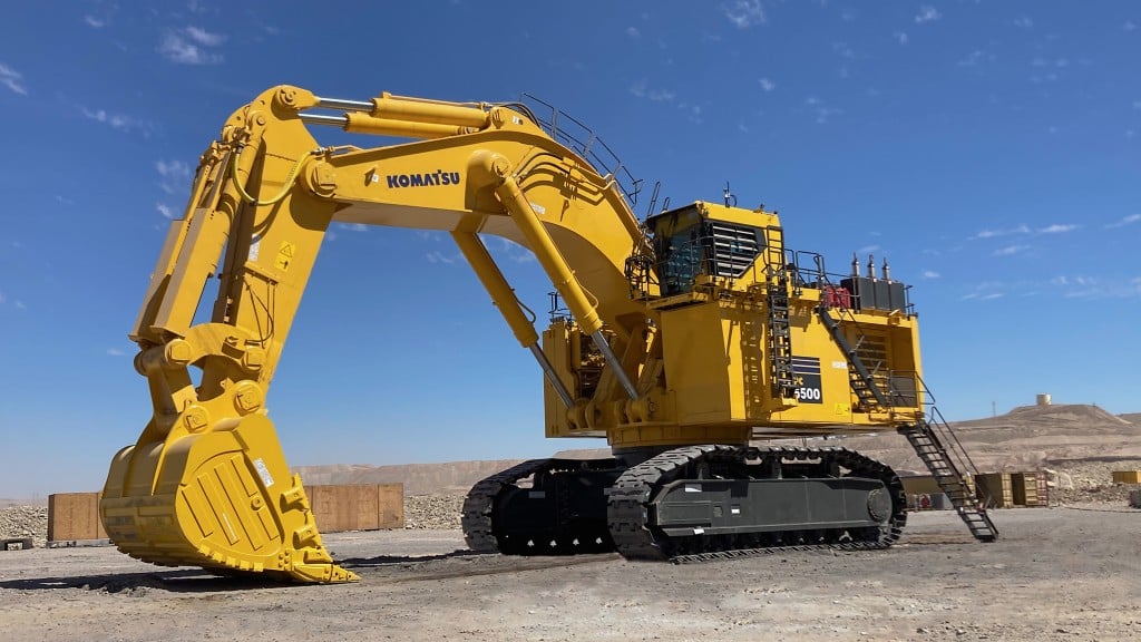 A Komatsu mining excavator on the job site