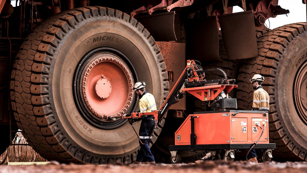 A technician uses a Gravity Assist System on the job site