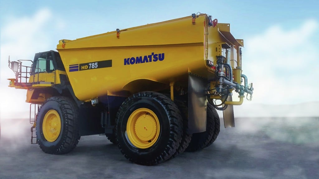 Komatsu concept water truck autonomously controls movement and water disbursement