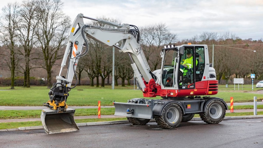 A Takeuchi excavator on the job site