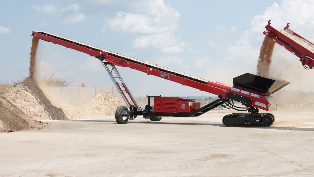 A Rotochopper stacking conveyor on the job site