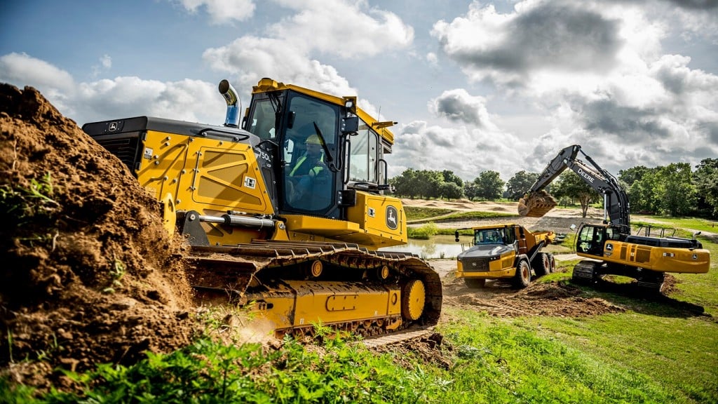 John Deere equipment moves dirt on the job site