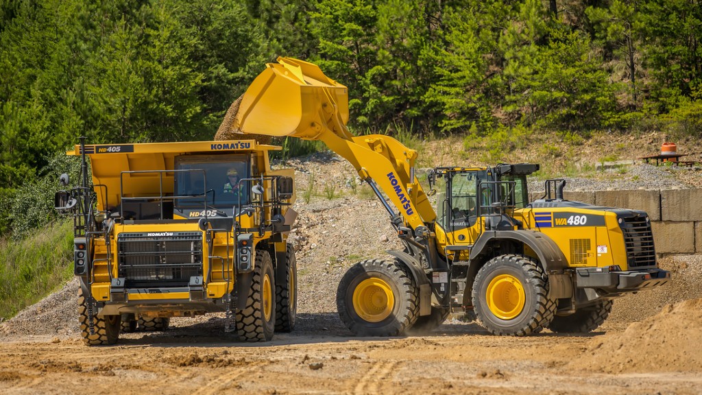 A wheel loader on the job site