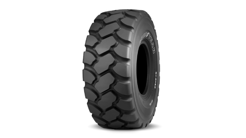 A Goodyear off-the-road retreaded tire