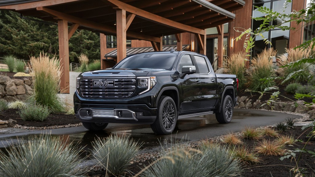 GMC Sierra pickup truck in driveway