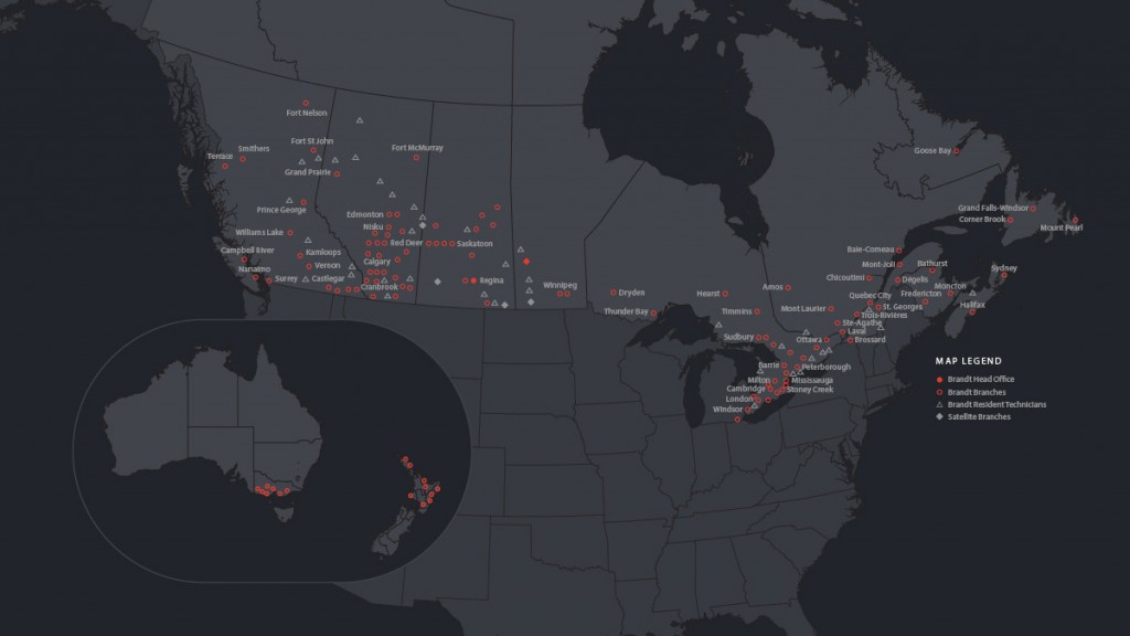 Brandt's new locations on a map