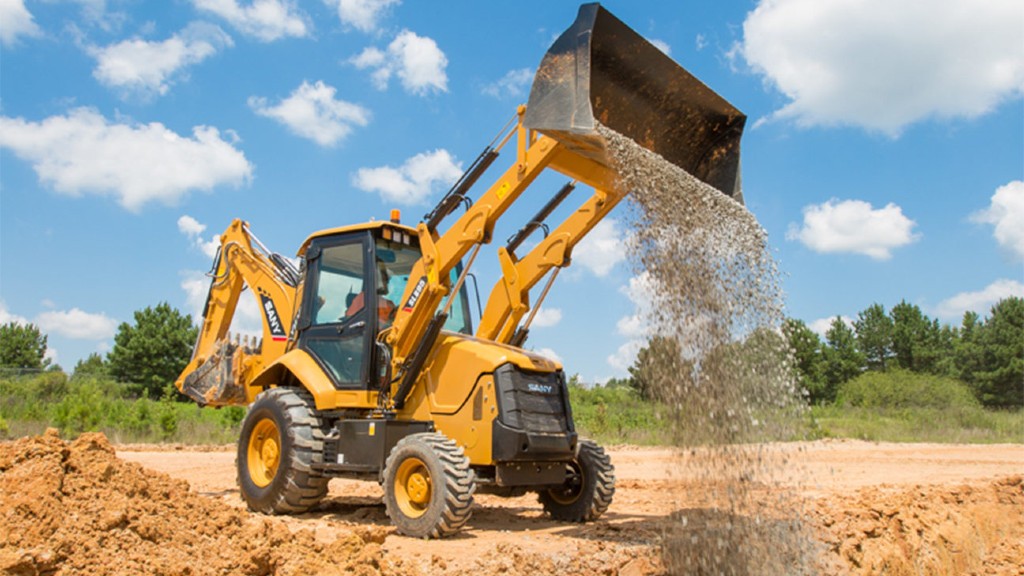 A backhoe loader on the job site