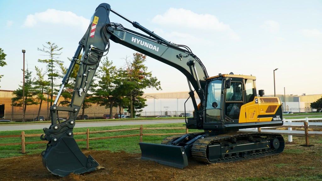 A Hyundai crawler excavator on the job site