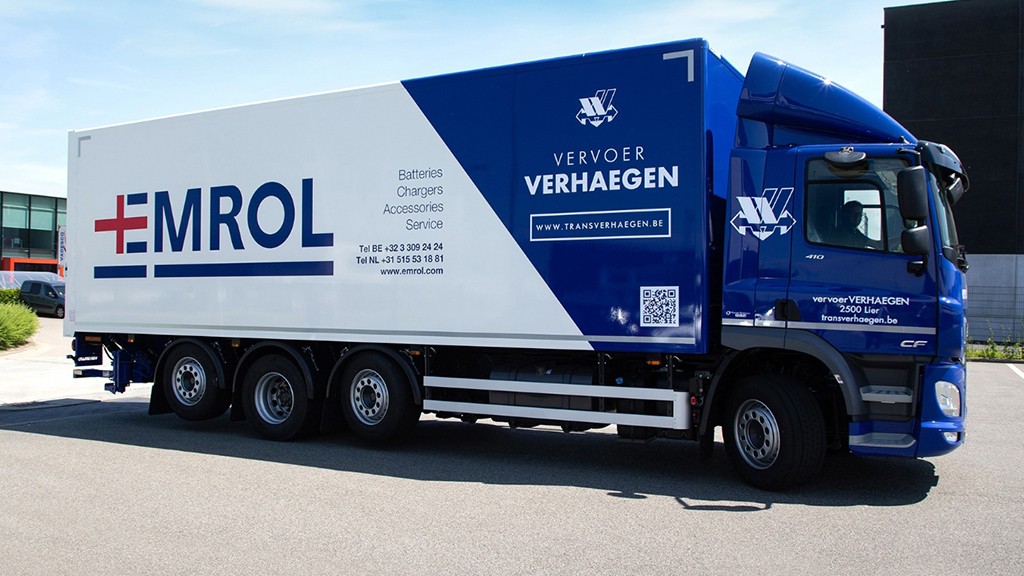 A truck in the Emrol battery recycling fleet