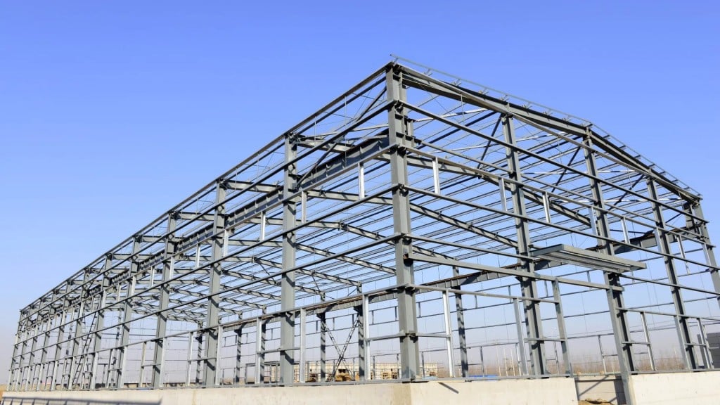 A steel building frame