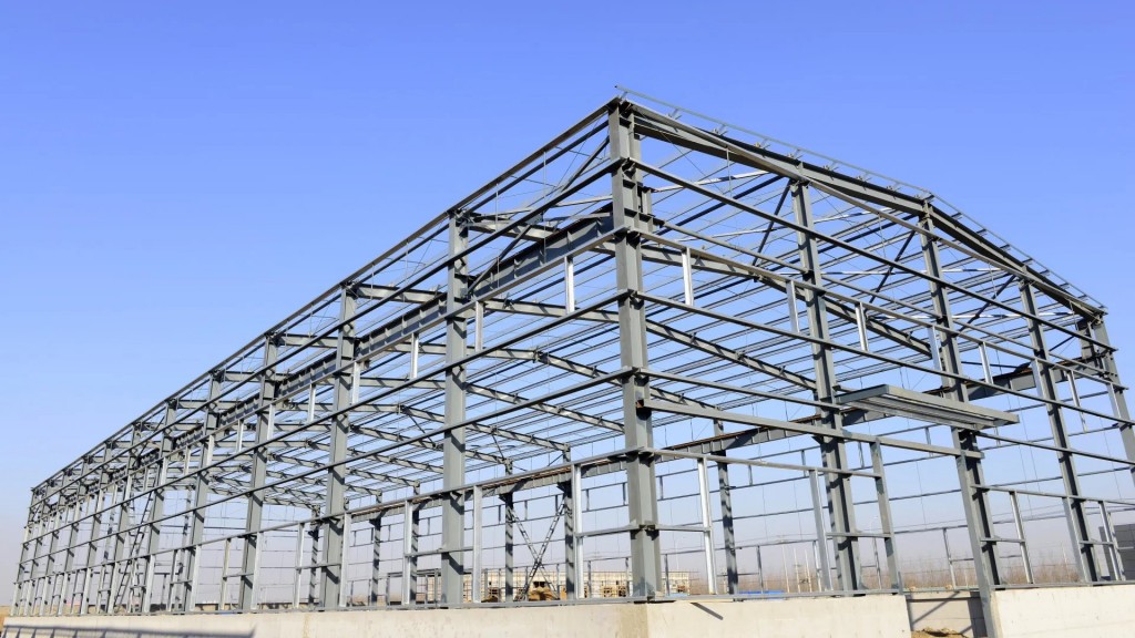 A steel building frame