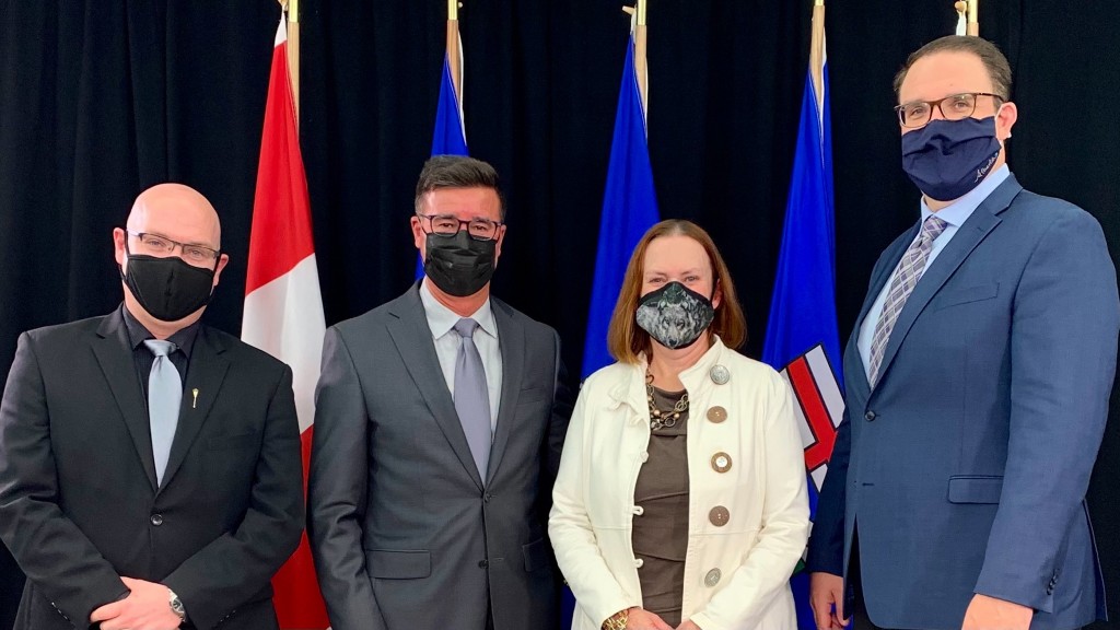 Searle Turton, Ed Gugenheimer, Christina Seidel and Minister Nixon in Alberta