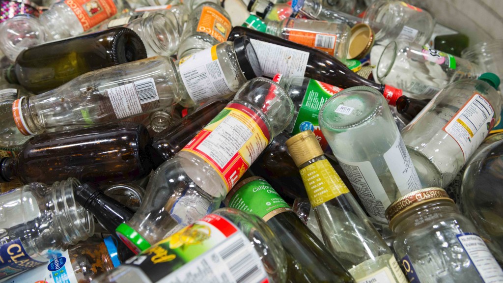 Mixed glass containers in a pile