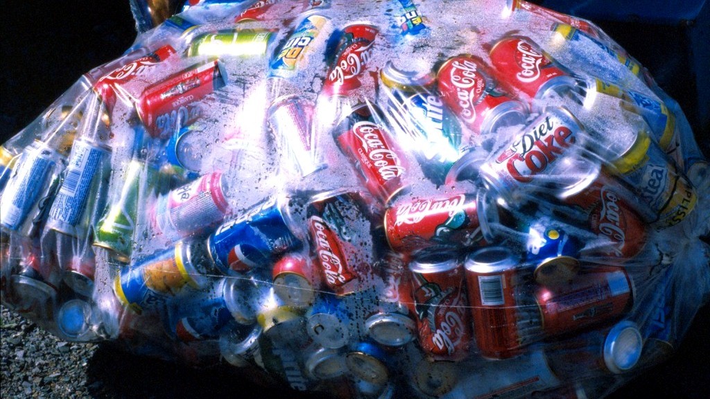 A bag of aluminum cans to be recycled