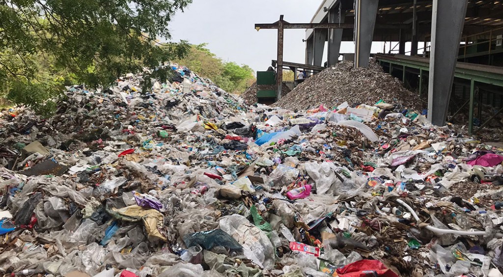 A large pile of plastic waste in Mexico