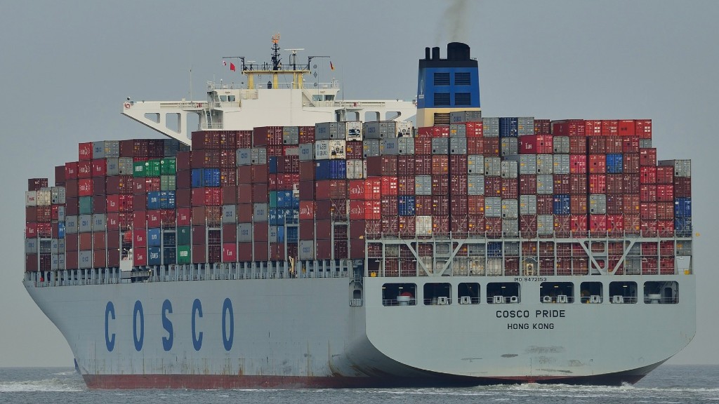 A container ship travelling on the ocean