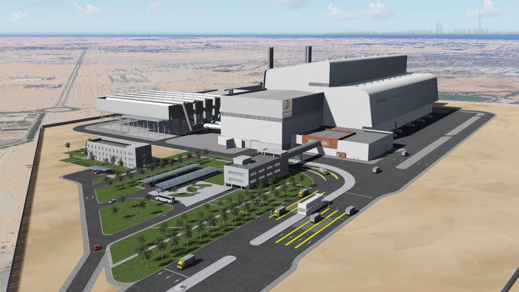 A rendering of Dubai's future waste-to-energy facility