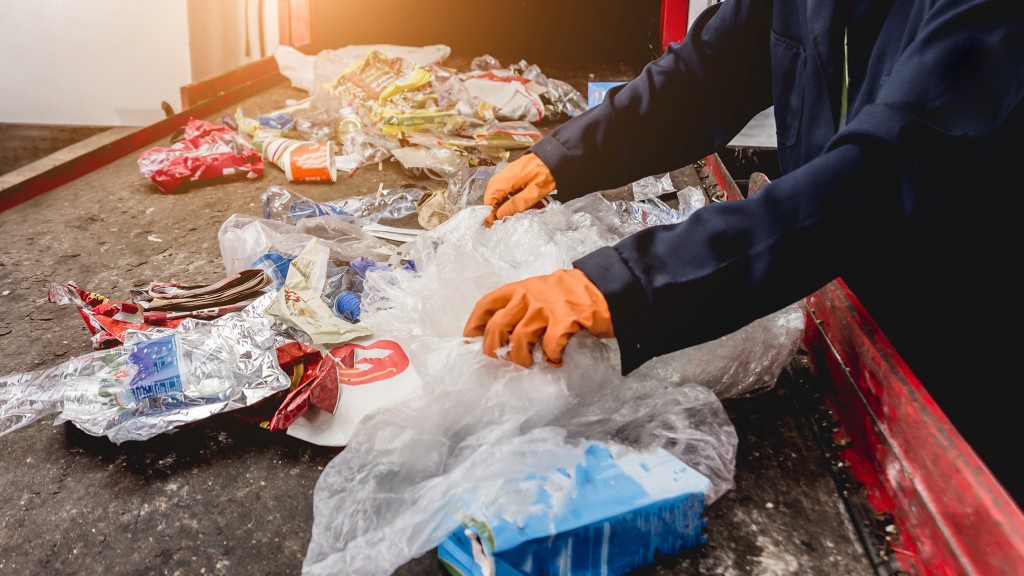 Single-use plastics being sorted on a conveyor