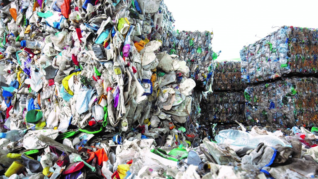 A pile and bales of plastic waste