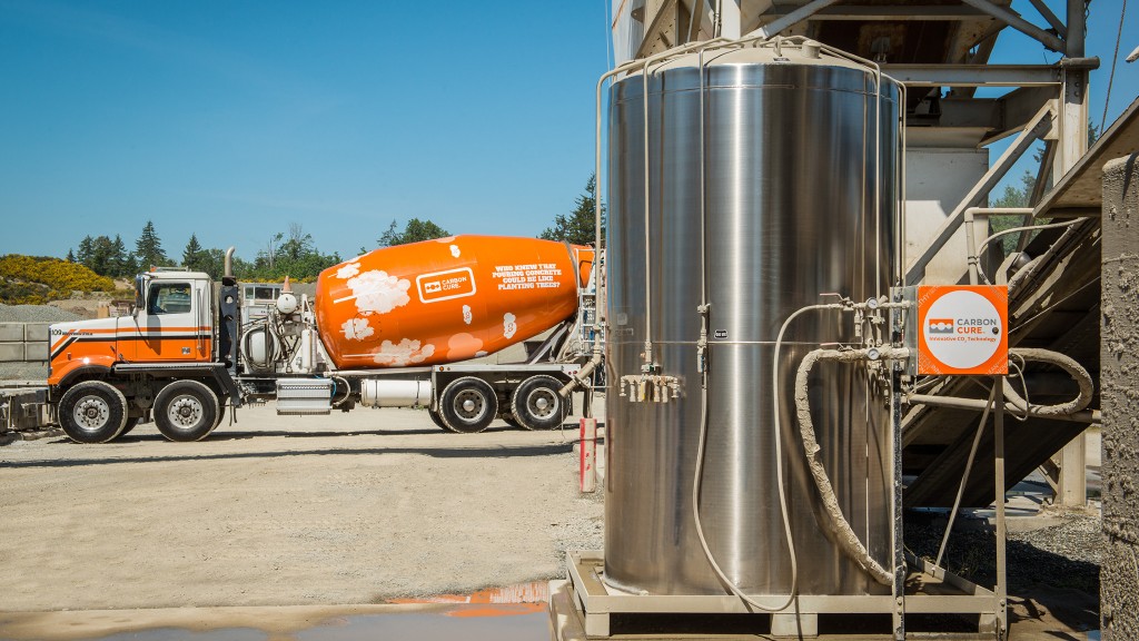 A stainless steel CarbonCure sytem and a concrete truck