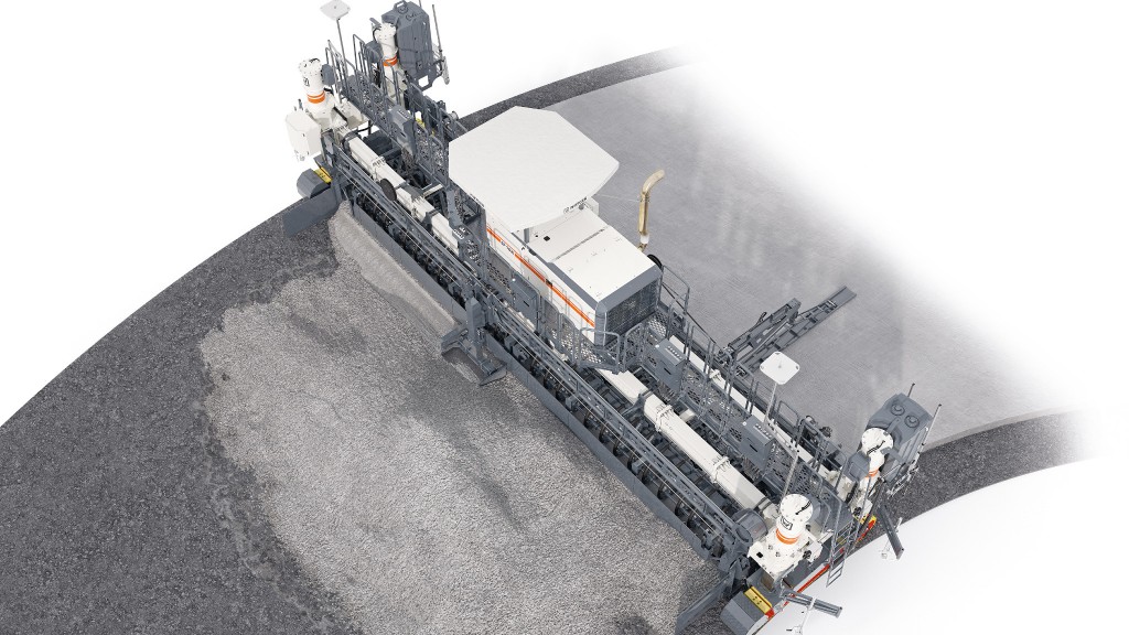 Wirtgen slipform paver from above against a white background