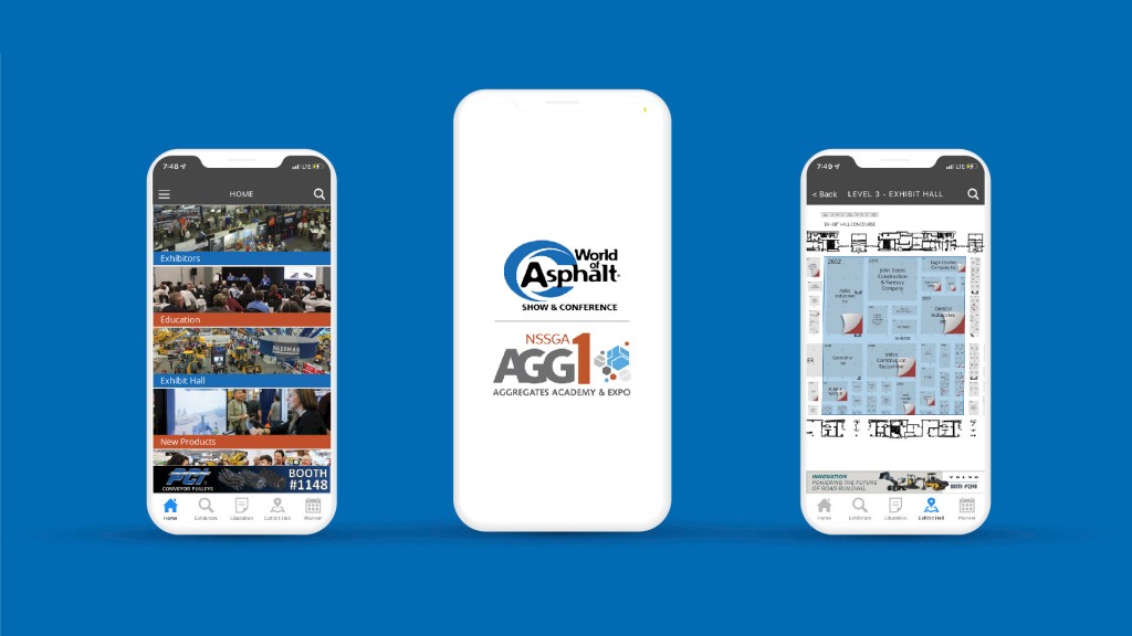 Several screens of the World of Asphalt app