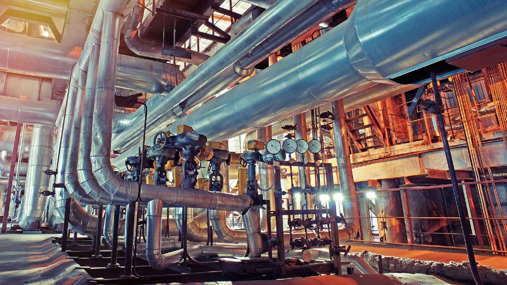 Pipes transport chemicals in a manufacturing facility