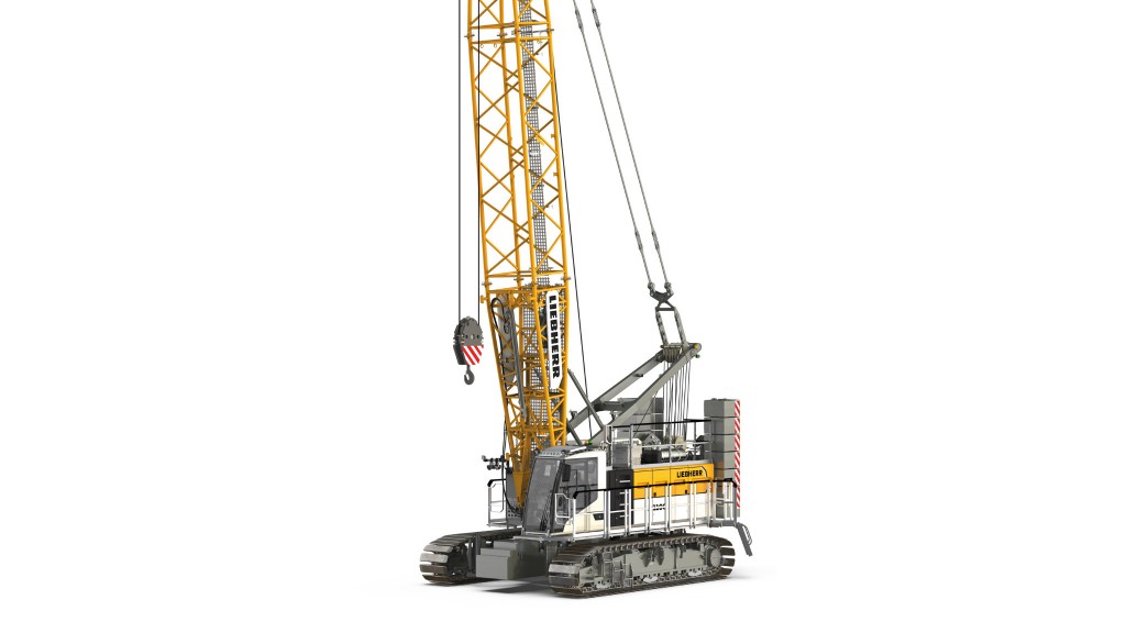 A yellow crawler crane