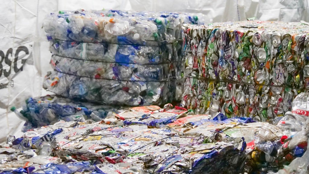 Plastic and aluminum materials are stacked in bales